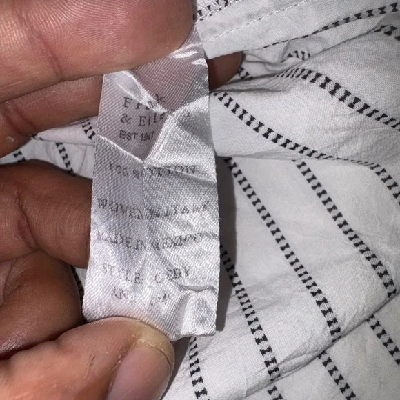 FRANK & EILEEN Joely Button Up Shirt Womens S White Black Stripe Cotton Italy - Picture 6 of 11